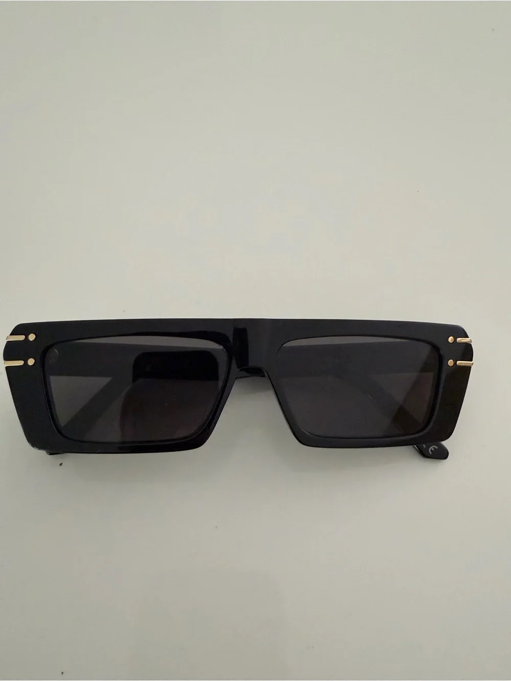 Dior Black Rectangular Women's Sunglasses with Gold Accents